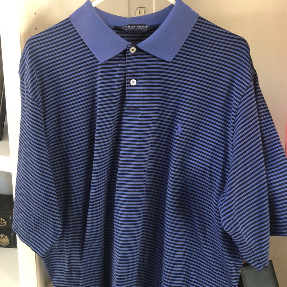 Blue Striped Golf Polo by Ralph Lauren